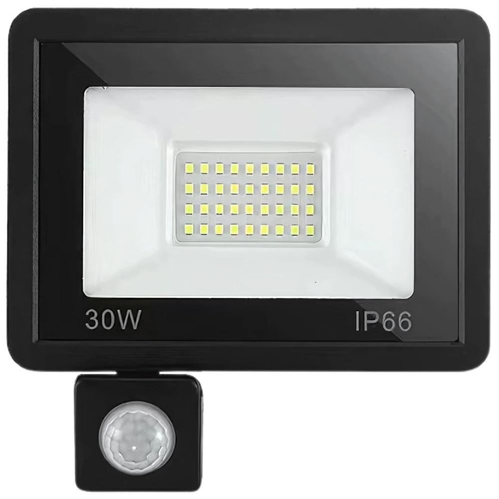 Projector LED IP66 220V Branco F. 6000K 30W 2700Lm c/ Sensor