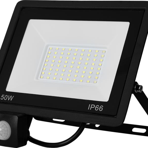 Projector LED IP66 220V Branco F. 6000K 50W 4000Lm c/ Sensor