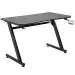 Secretária tipo gaming mesa de escritório com suporte para copos gancho e pés ajustáveis ​​120x65x74,5 cm preto