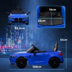 Carro Elétrico para Crianças BMW M4 12V com Controlo Remoto Faróis Buzina Música e Velocidade 3 - 5 km/h 108x69,5x51 cm Azul