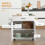 Carrinho de Cozinha com 1 Gaveta Suporte para Panos e Especies Carrinho Auxiliar com Rodas 105x36x85cm Branco