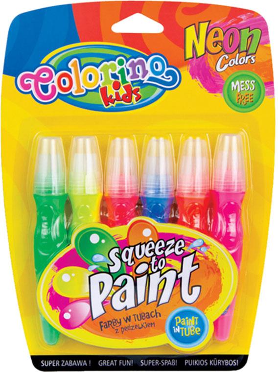 Set Tubo Tinta Pincel 6 Cores Neon - COLORINO