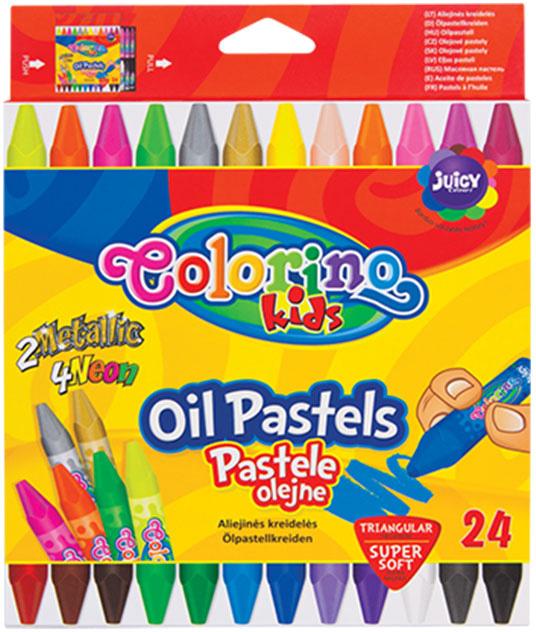 Pastel Óleo Triangular 24 Cores (Dourado Prateado e Neon) - COLORINO