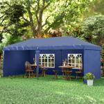 Tenda Dobrável 6x3 m Pop - up com 4 Laterais Desmontáveis Tenda de Jardim com 2 Janelas Visíveis Saco de Transporte Azul