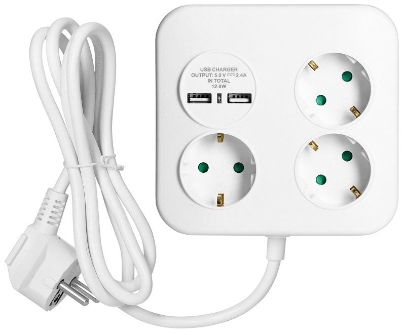 Extensão Tripla + 2x USB (1,4 mts) - VIRONE