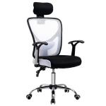 Cadeira de Escritório Ergonômica Cadeira de Escritório Giratória com Altura Ajustável Função Reclinável Apoio para a Cabeça e Suporte Lombar 65x67x108 - 118cm Branco
