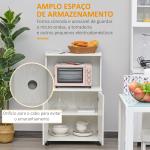 Armário Auxiliar para Micro - ondas Armário de Cozinha Baixo com Armário de 2 Portas e Prateleira Ajustável com Rodas Carga 70 kg 60,4x40,3x97 cm Branco