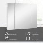 Armário Casa de Banho com Espelho e Luzes LED Armário com Espelho Casa de Banho com Prateleiras Ajustáveis e USB 90x15x75 cm Branco
