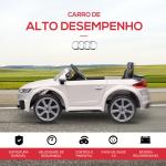 Carro Elétrico Audi TT para Crianças acima de 3 Anos com Controlo Remoto Música e Luzes Bateria 12V 102x60x44 cm Branco