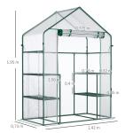 Estufa de Jardim com 4 Prateleiras Porta com Fecho de Correr para Cultivo de Plantas Flores Vegetais 142x73x195 cm Verde