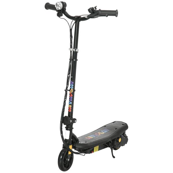 Trotinete Elétrica Dobrável com Velocidade Máx. 12 km/h Motor 120 W Autonomia Máxima 10 km e Farol LED 75x48x93 - 105 cm Preto