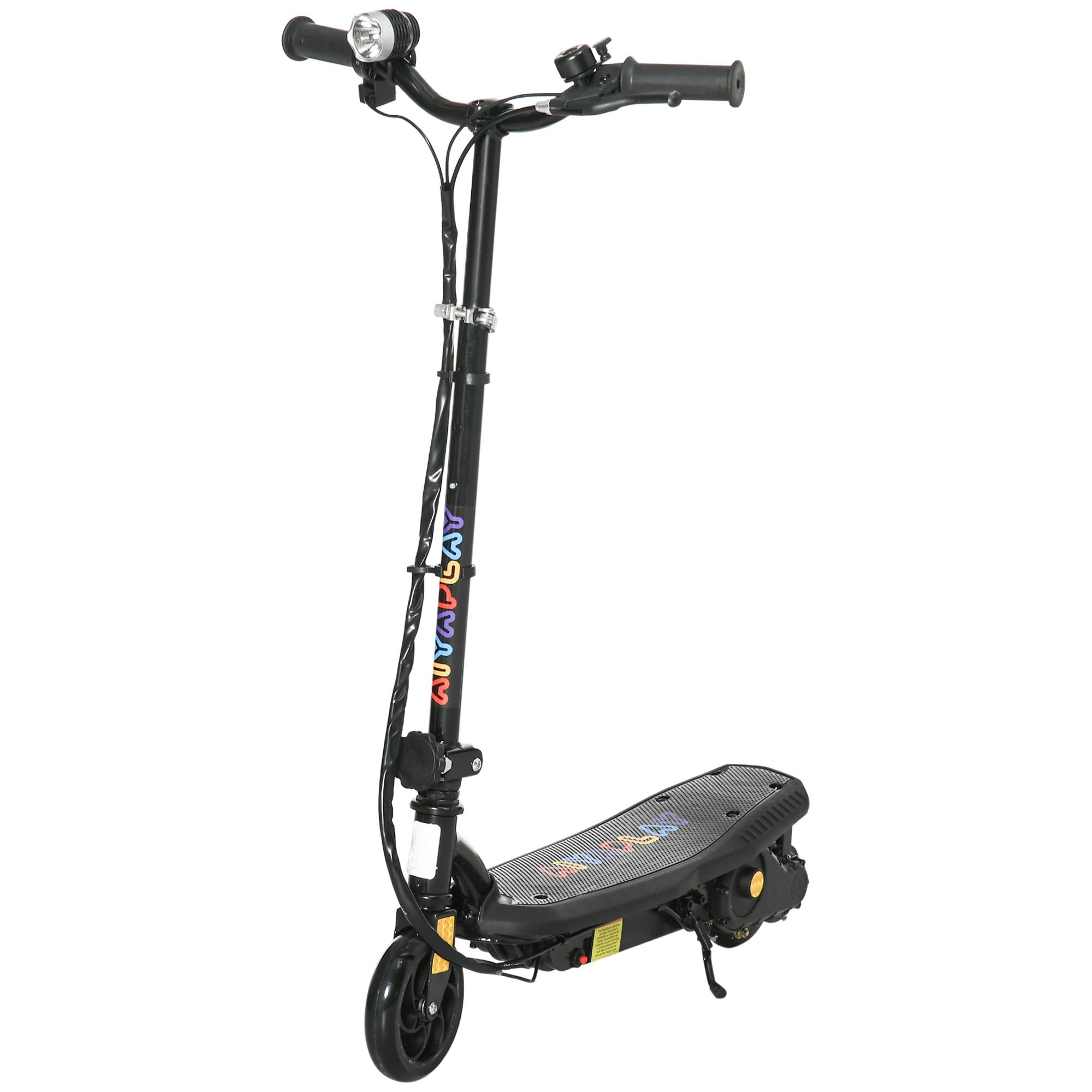 Trotinete Elétrica Dobrável com Velocidade Máx. 12 km/h Motor 120 W Autonomia Máxima 10 km e Farol LED 75x48x93 - 105 cm Preto