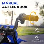 Mota Elétrica Infantil 12V com Música, Velocidade 2,4 - 5 km/h, Rodas Auxiliares, 107x56x70 cm, Azul