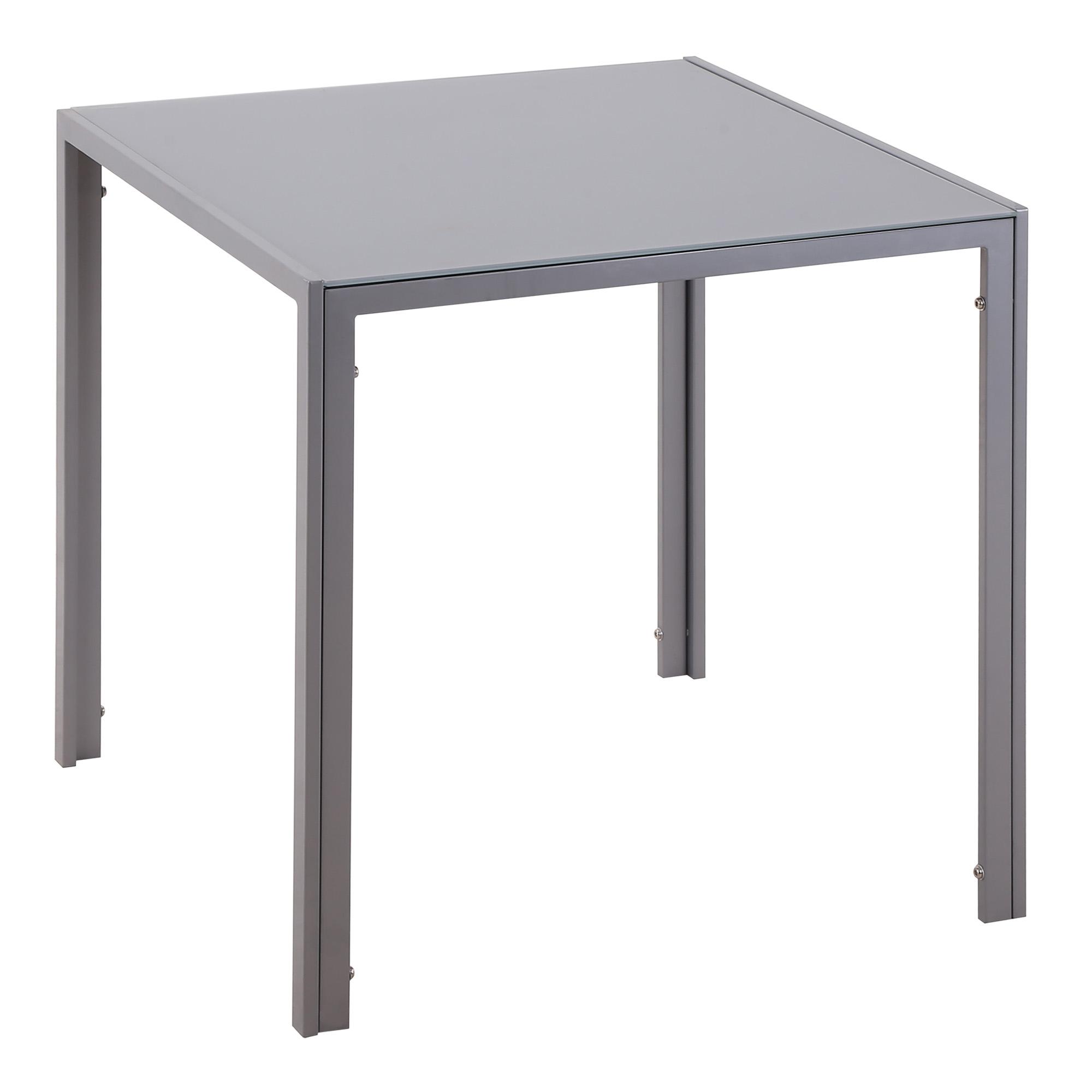 Mesa de Sala de Jantar de Cristal Mesa de Cozinha Quadrada para 4 Pessoas com Pés de Metal 75x75x75cm Cinza
