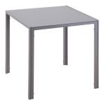 Mesa de Sala de Jantar de Cristal Mesa de Cozinha Quadrada para 4 Pessoas com Pés de Metal 75x75x75cm Cinza