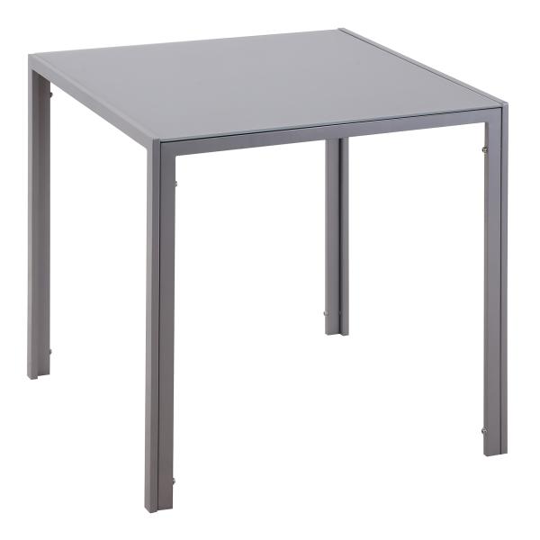 Mesa de Sala de Jantar de Cristal Mesa de Cozinha Quadrada para 4 Pessoas com Pés de Metal 75x75x75cm Cinza