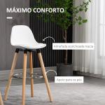 Conjunto de 2 Bancos de Bar Estofados em PU Bancos Altos de Cozinha com Assento de 69 cm 43x43x91 cm Branco