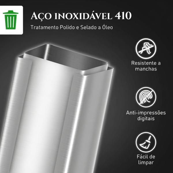 Caixote do Lixo de Cozinha 20 L em Aço Inoxidável com Tampa de Fecho Suave, Pedal e Balde Amovível, Prateado