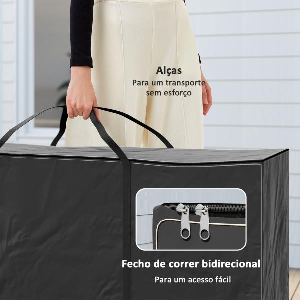 Bolsa de Armazenamento para Almofadas de Jardim Impermeável Bolsa de Arrumação para Árvore de Natal 175x55x75 cm Preto