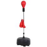 Punching Ball Ajustável em Altura com Base Recarregável Punching Ball de Boxe com Suporte e Luvas Ø48x136 - 154 cm Vermelho