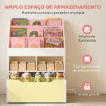 Estante de Madeira para Brinquedos com 3 Compartimentos 2 Cubos e Gaveta Móvel com 4 Rodas Estante para Livros Infantil para Dormitório Infantil Sala de Jogos 60x29,9x90cm Branco