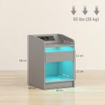 Mesa de Cabeceira com Luzes LED Gaveta Prateleira Estação de Carregamento Entrada USB e Controlo Remoto 40x40x58 cm Cinzento