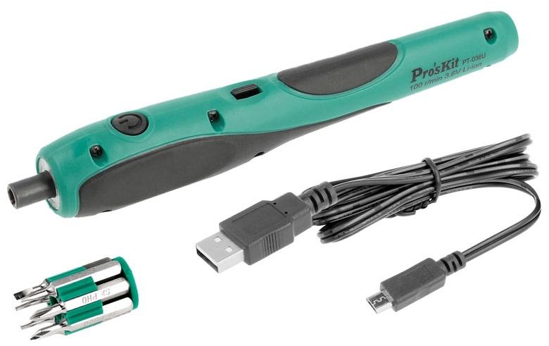 Aparafusador Portátil Eléctrico Recarregável via USB (Iluminação LED) - Proskit