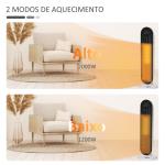 Aquecedor Cerâmico de Torre 1200W/2000W com Controle Remoto Termostato Temporizador de 24h e Sistema Anti - Rolamento para Sala de 20m² 21x21x63,5cm Branco e Preto