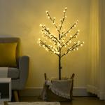 Árvore de Cerejeira com 120 Luzes LED IP44 Candeeiro Decorativo Flor de Cereja com Ramos Flexíveis 17x17x120cm Preto