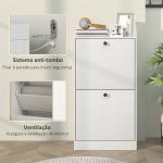 Sapateira Estreita Móvel Sapateira com 2 Gavetas Abatíveis e Prateleiras Ajustáveis para 8 Pares de Sapatos 47x26x85 cm Branco