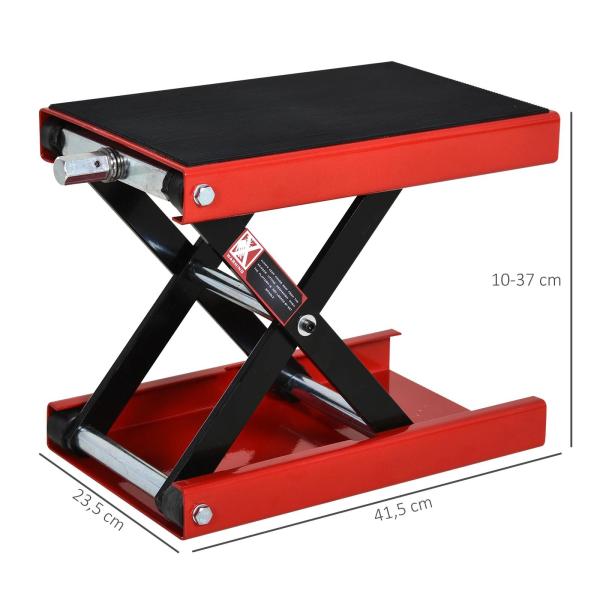 Plataforma de Elevação Tipo Tesoura com Altura Ajustável Carga 500kg 41,5x23,5x10 - 37cm Preto e Vermelho