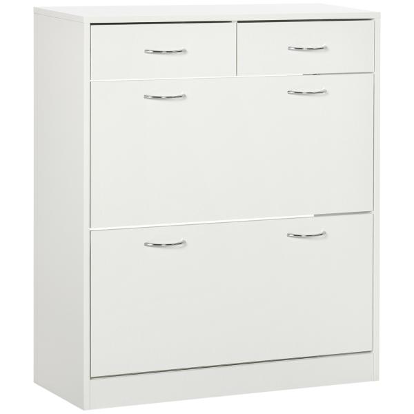 Sapateira Estreito com 2 Compartimentos e 2 Gavetas para 12 Pares de Sapatos 80x30x91,5 cm Branco