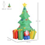 Árvore de Natal Insuflável 1,5 m com Decorações e Luzes LED Insuflável de Natal 65x75x150 cm Multicor