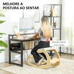 Cadeira Ergonómica de Joelhos com Almofadas Acolchoadas Estrutura de Madeira para Melhor Postura Escritório 55x85x55 cm Creme