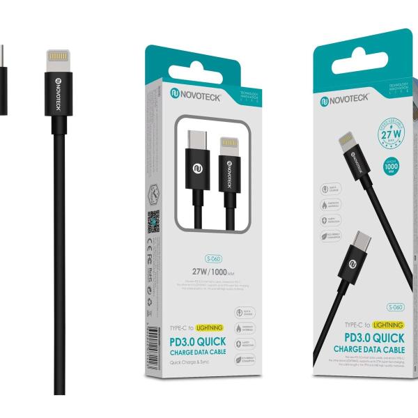 Cabo Type-C para Lightning PD27W 1M S-060 Sincronização e Carregamento Rápido