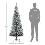 Árvore de Natal 180 cm Árvore de Natal Artificial Nevado com 492 Ramos e Suporte de Metal Verde e Branco