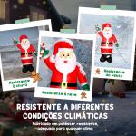Pai Natal Insuflável 240 cm com Bastão Luzes LED e Inflador Elétrico Decoração Natalícia para Exteriores e Interiores Multicor