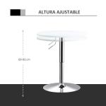 Mesa de bar ajustável em altura com base redonda e antideslizante para cozinha sala de jantar Ø60x69 - 93 cm Branco