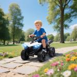 Quad Elétrico Infantil 6V Quad para Crianças dos 37 aos 72 Meses Velocidade até 3 km/h Faróis e Música 70x42x45 cm Branco