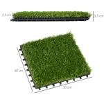 Relva Artificial 30x30cm 10 Peças com Altura de 25mm Alta Densidade 11000 para Exterior Pátio Terraço Verde