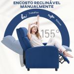 Poltrona Relax Reclinável até 155° Poltrona Reclinável Manual para Pessoas com Altura Inferior 195 cm 67x87x98 cm Azul Escuro