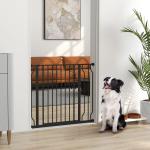 Barreira de Segurança para Cães Extensível para Escadas e Portas 75 - 95 cm com 1 Extensão e 10 cm Altura 76 cm Preto