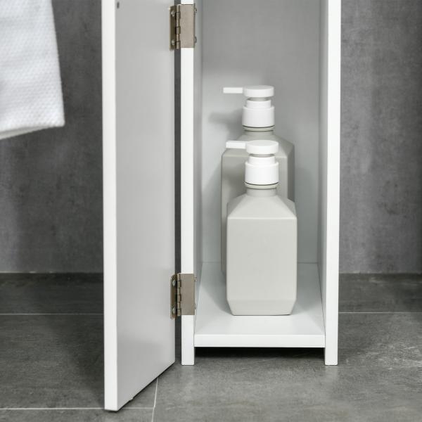 Coluna Casa de Banho com 2 Portas e 2 Prateleiras Armário Alto para Casa de Banho Estilo Moderno 15,2x29,8x118cm Branco