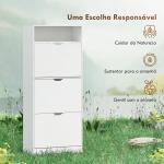 Sapateira Estreita com 3 Gavetas Rebatíveis Prateleiras Ajustáveis e Compartimento Aberto Capacidade para 12 - 18 Pares Branco