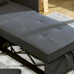 Sofá Cama 3 em 1 Sofá de 2 Lugares com Encosto Ajustável Sofá Cama Individual com Almofadas 65x98x69 cm Cinzento