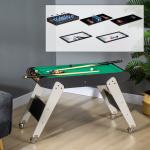 Mesa de Jogos 6 em 1 com Rodas Bilhar Matraquilho Ping Pong Lançamento de Anéis Hóquei com Bastão e Hóquei com Discos 120x88x79cm Multicor