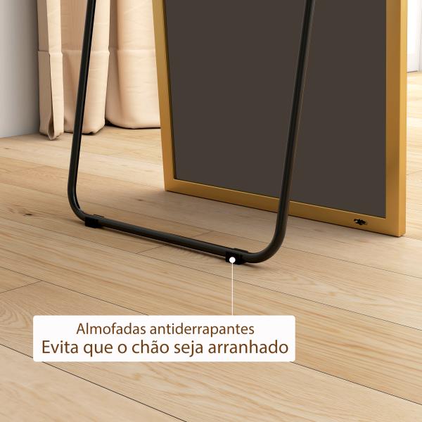 Espelho de Pé Espelho de Corpo Inteiro de Liga de Alumínio com 2 Formas de Utilização 50x161,5x2 cm Dourado