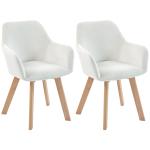 Conjunto de 2 Cadeiras de Jantar Modernas Estofadas em Veludo com Pernas de Madeira 54x57x80 cm Creme