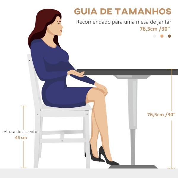 Conjunto de 2 Cadeiras de Sala de Jantar com Encosto de Ripas Estrutura de Madeira de Pinho 41x46,5x85,5 cm Branco