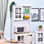 Armário de Cozinha com Prateleiras e Portas de Vidro para Pequenos Eletrodomésticos e Louças 80x37x183cm Branco